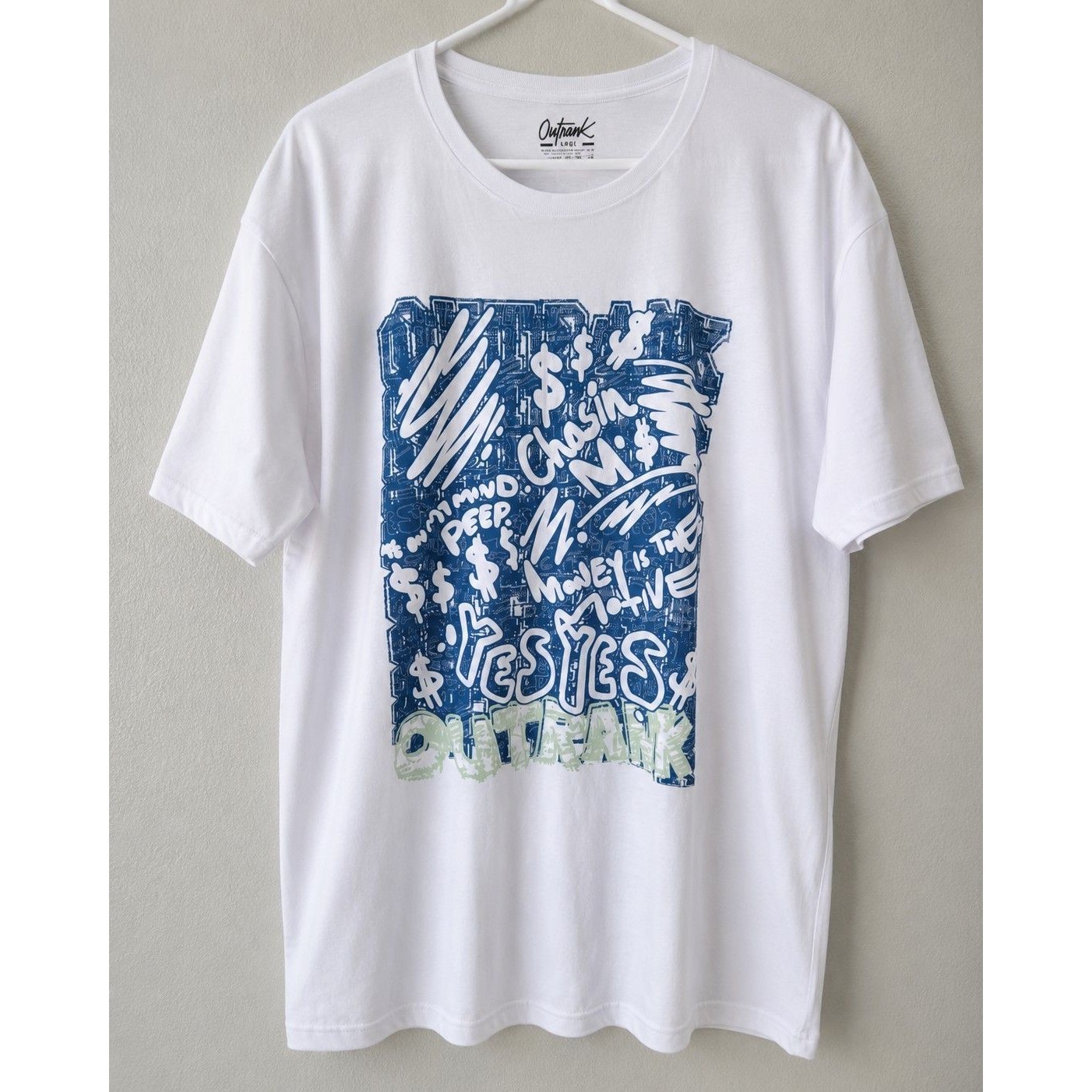Outrank Brand Chasin M's Graphic T-Shirt White Size L Nwt